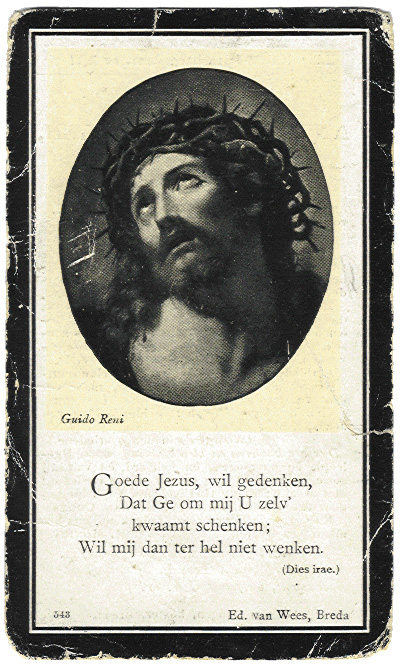 Voorkant bidprentje van Antonius Hendrikus van Keulen Voorkant bidprentje van Antonius Hendrikus van Keulen